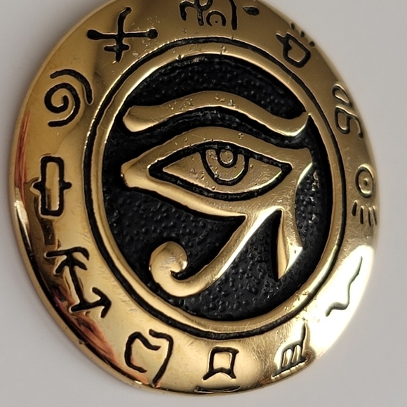 Eye of Horus Pendant Goldtone Necklace #589 - Picture 9 of 9